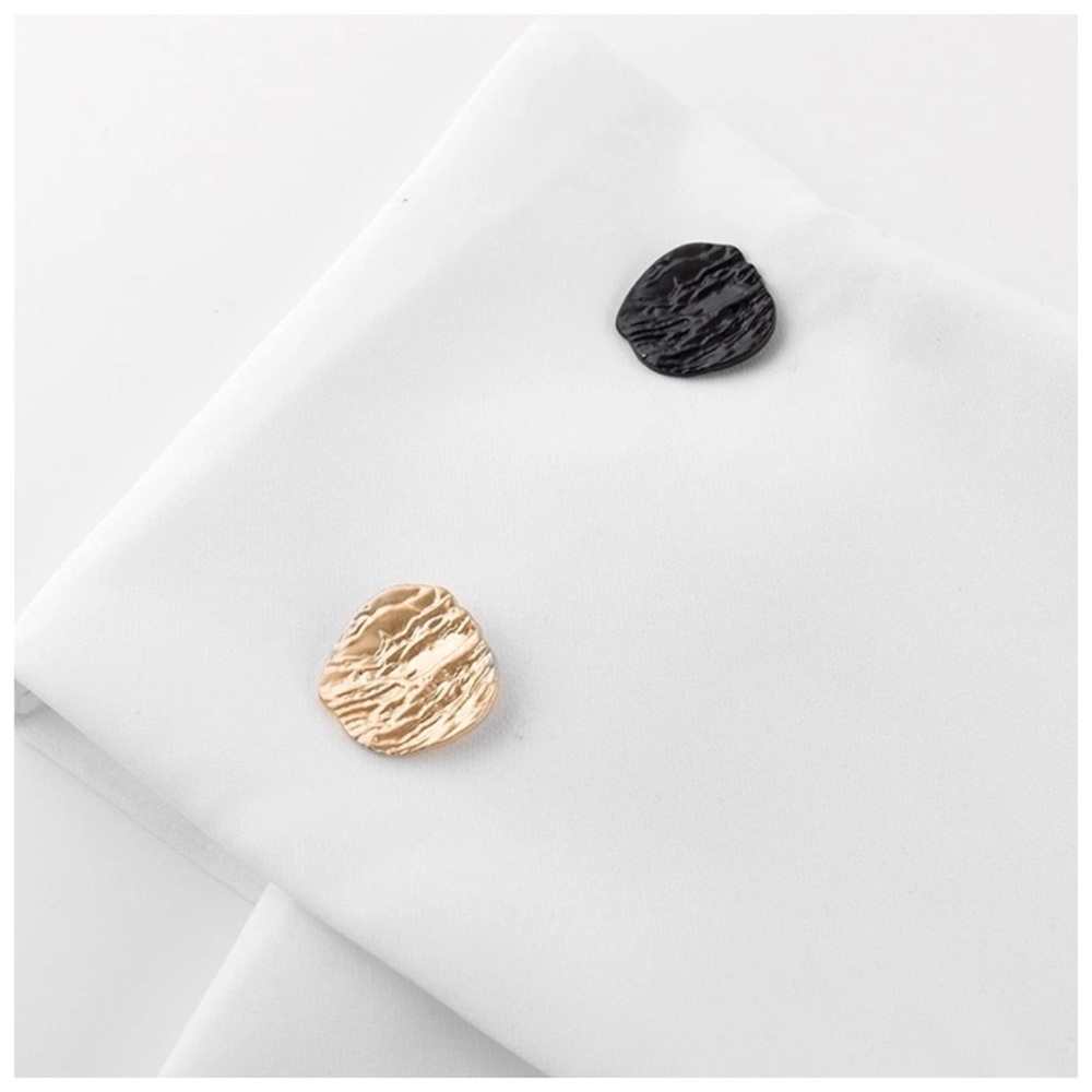 Black & White Asymmetrical Shoulder Button Top - Picture 5 of 8